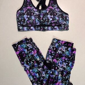 Fabletics Colorful Abstract Sports Bra and Leggings Set